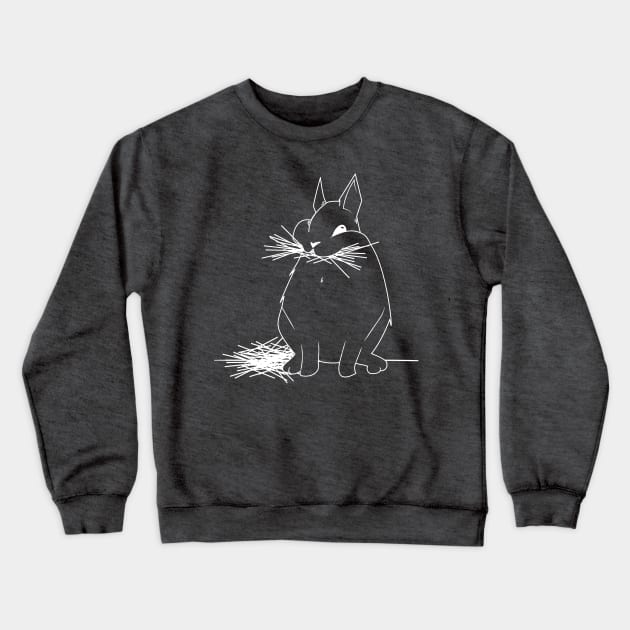 Chonky white bunny eating hay on hot pink Crewneck Sweatshirt by etherElric